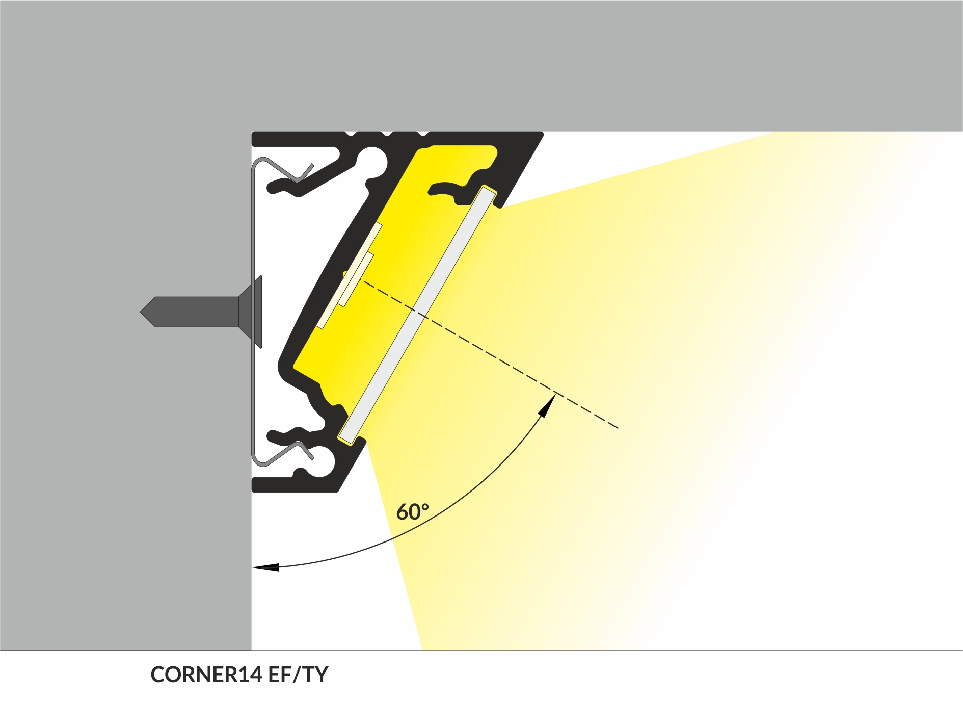 LED Profil CORNER14 EF/TY 1m Alu- eloxiert